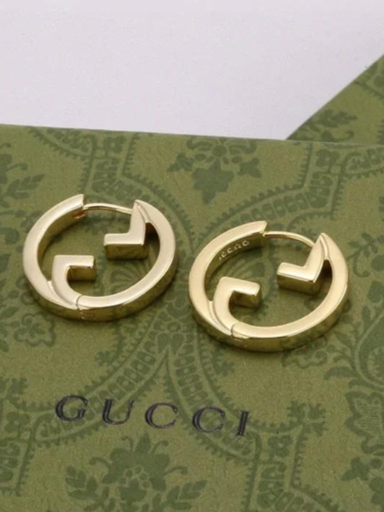 Gucci Gold-Tone Interlocking G Statement Earrings - With Original Box